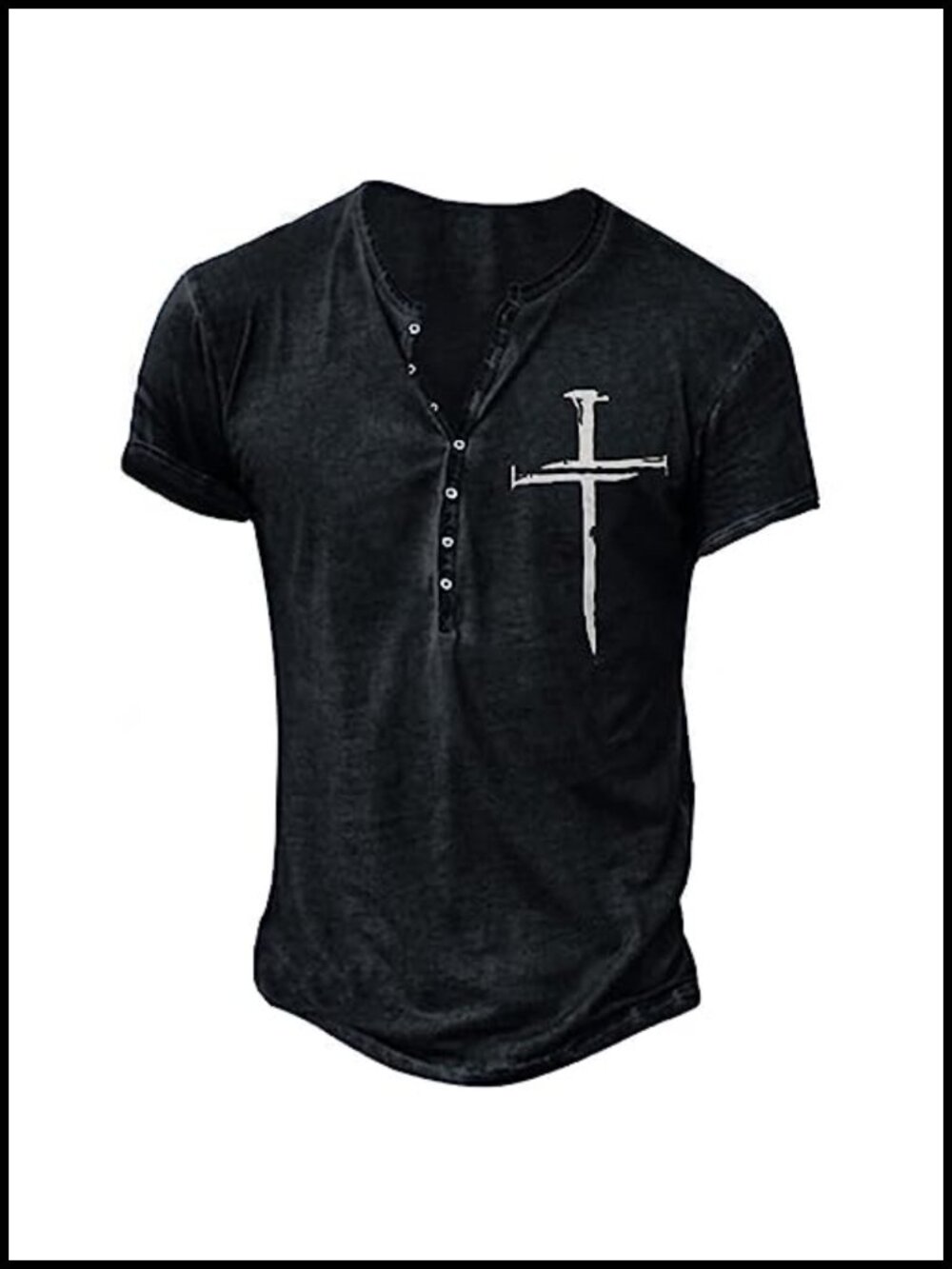Men's Henley Shirts Vintage Washed Short Sleeve Casual Summer Tops